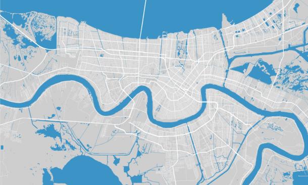city map with river 