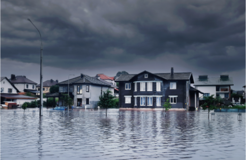 Flooded Downtown Street