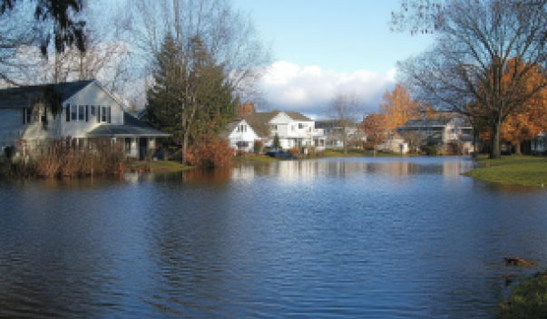 Flooded suburban street